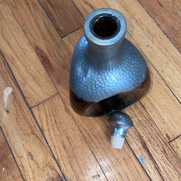 KMD Royal Holland Daalderop Pewter & Amber Pinched Glass Bottle Decanter - Picture 4 of 13